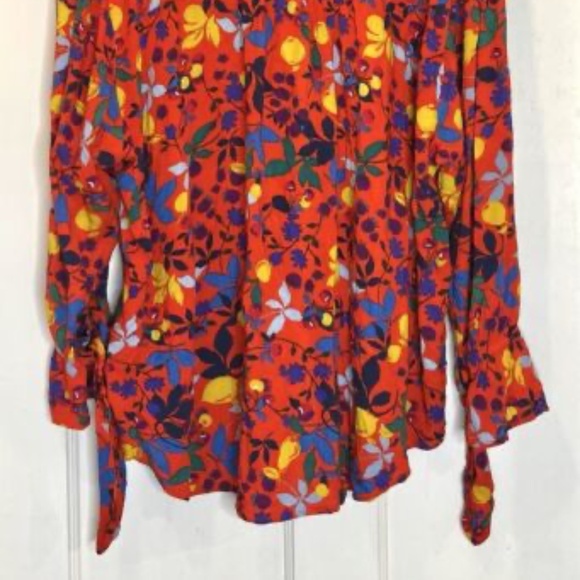 Maeve Blithe Shirt Anthropologie Women 22W Red Floral Fruit Button Front Top A+ - Picture 2 of 6